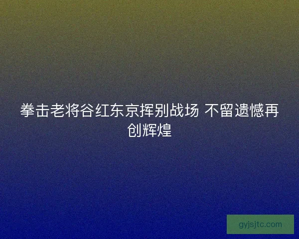 拳击老将谷红东京挥别战场 不留遗憾再创辉煌